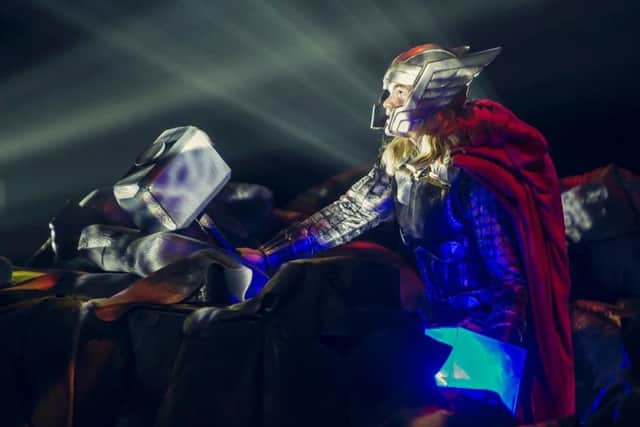 Thor hammers the bad guys in Marvel Universe Live coming to UK Arenas.