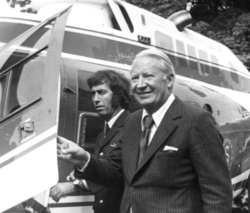 Buxton Advertiser archive, June 1975, former prime minister Ted Heath flies into Buxton to address 1,000 people at a pro Europe rally during the last referendum on European membership