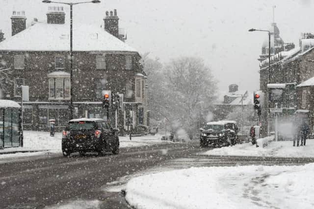 Heavy snow has led to treacherous driving conditions in Buxton town centre.