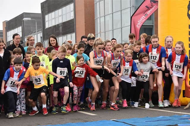 Runners at the start line of the Retford Half Marathon. Picture taken by Di Fisher.