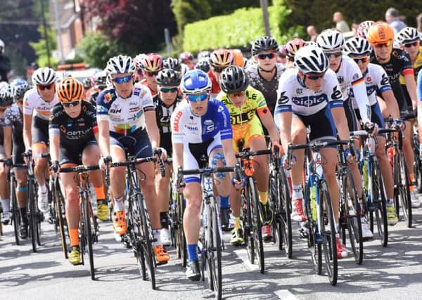 Pictured are riders in the 2015 Aviva Women's Tour cycle race.