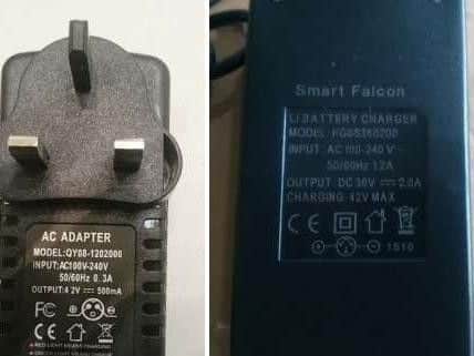 The Smart Falcon and unbranded AC adapters may have faults which could be a fire hazard.