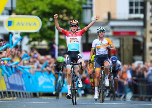 Boels Dolmans rider and Luxembourg national champion Christine Majerus sprinted to victory in Norwich, yesterday, Wednesday, June 15, to clinch the opening stage of the Aviva Womens Tour and the Aviva Yellow Jersey of race leader.