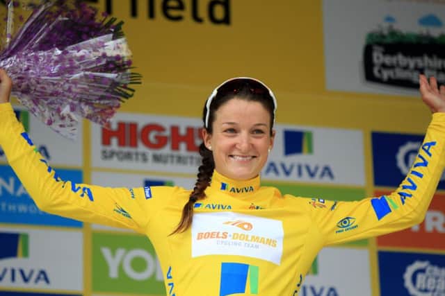 Lizzie Armitstead wins Stage 3 of the Aviva  Women's in Chesterfield and also takes the overall leader's Yellow Jersey, on Friday June 17. Photo: Chris Etchells