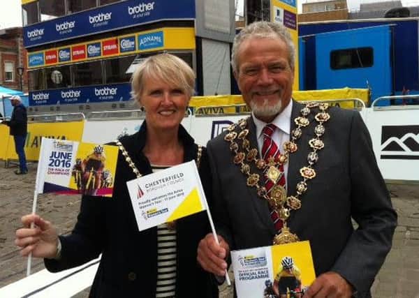 Pictured is the Mayor of Chesterfield Steve Brunt, at the Aviva Women's Tour, in Chesterfield.