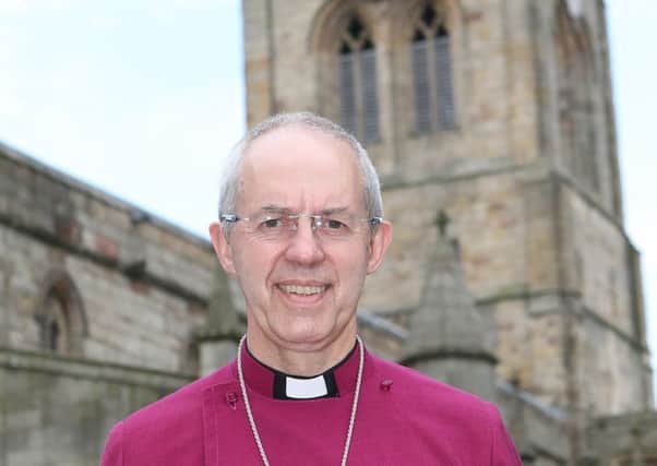 Justin Welby Archbishop of Canterbury visits the Crooked Spire
