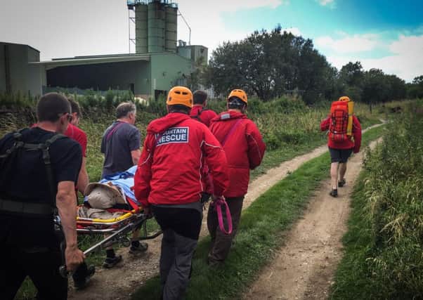 The climber is rescued on Sunday (pic by Derby MRT)