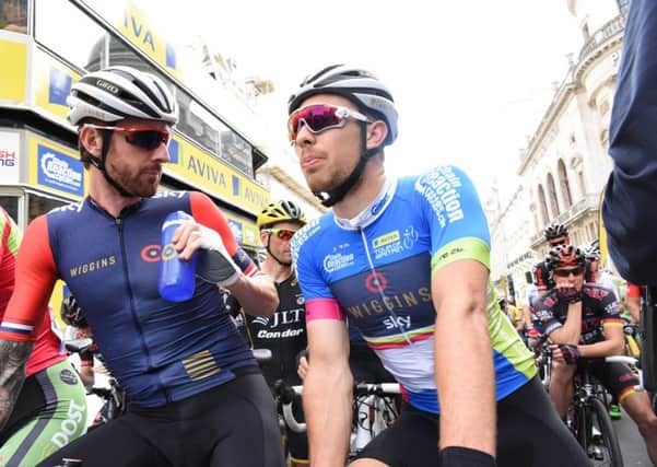 Bradley Wiggins and Owain Doull, who will ride in this year's Tour of Britain cycle race.
