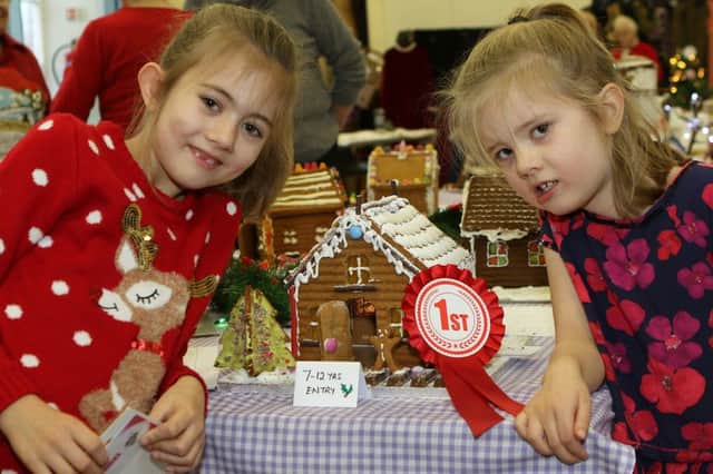 Whaley Bridge gingerbread festival, childrens winner Charlotte Vickers and her sister Grace