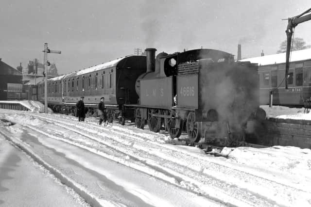 A locomotive being used to heat carriages at Buxton. Photo: E R Morten.