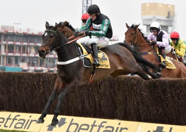Exciting novice chaser Altior is spring-heeled on his way to victory in the highlight of Newbury's stellar card last Saturday.