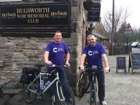 Rick Millward and Nick Adams  both from Buxworth will be taking on John O' Groats to Lands End Cycle challenge to raise money for Cancer Research UK.