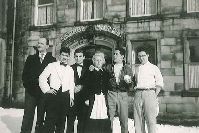Staff at the rear of the St Ann's Hotel, Buxton, winter of 1959/60.