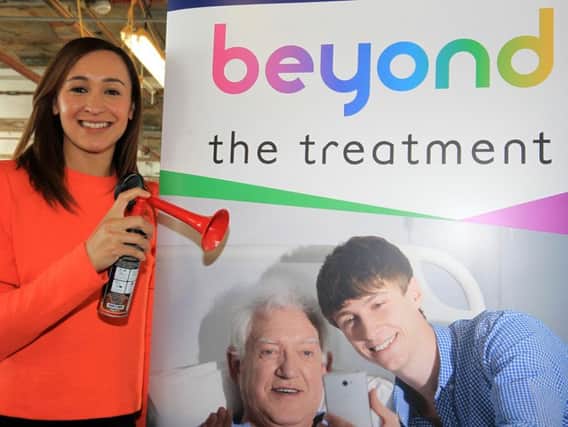 Jess Ennis-Hill has a blast launching the 500k Beyond The Treatment appeal for Weston Park Cancer Charity. Photo: Christ Etchells