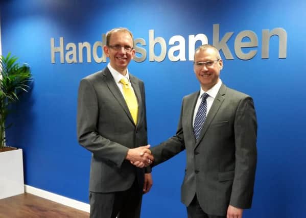 Pictured is newly appointed Handelsbanken Chesterfield's Corporate Banking Manager Steve Wicks, left, with branch manager Phil Walker.
