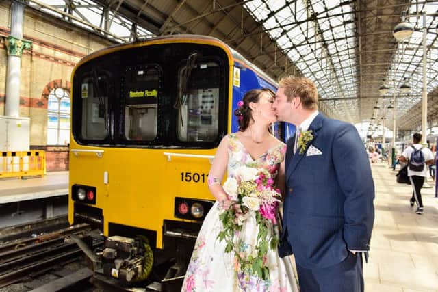 The happy couple at Manchester Piccadilly.