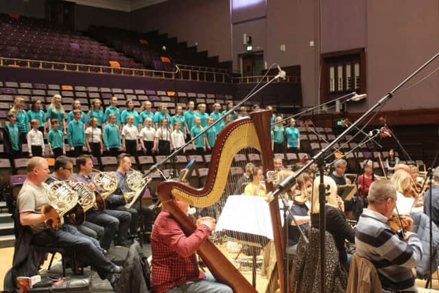 The Kinder Children's Choirs rehearsing for a live broadcast of the Bach St Matthew Passion with the BBC Philharmonic Orchestra from the Bridgewater Hall on Good Friday.
