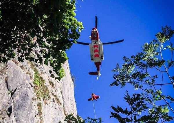 A team of 12 volunteers rescued a man after he fell while climbing High Tor (Image: Derby Mountain Rescue)