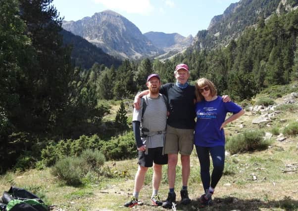 Jonathan Davey with his children who joined his for the final leg of six-year Pyrenees challenge