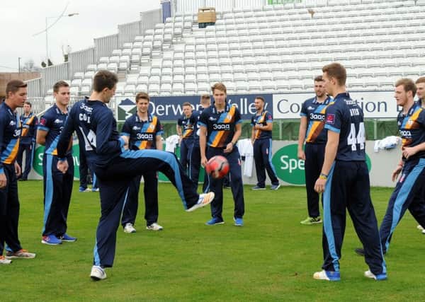 Derbyshire cricketers, who are back in training after the autumn break.