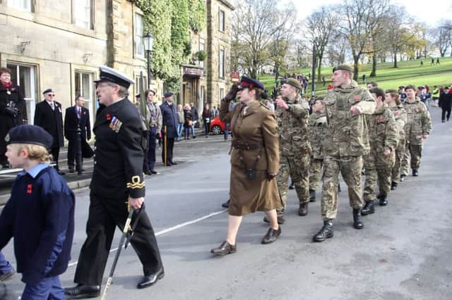 Buxton Remembrance, the parade passes the saluting base