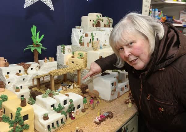 Cake maker extraordinaire Lynn Nolan with her Bethlehem nativity masterpiece.
