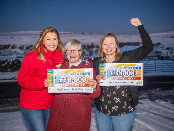 Pauline Shaw and Beryl Sidebotham with Peoples Postcode Lottery ambassador Judie McCourt.