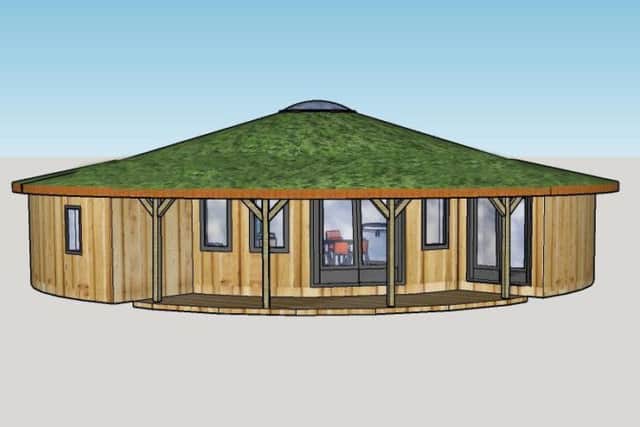 Combs Infant School is to get a new rotunda-style outdoor classroom built in its grounds. Inset: the building design proposed.
