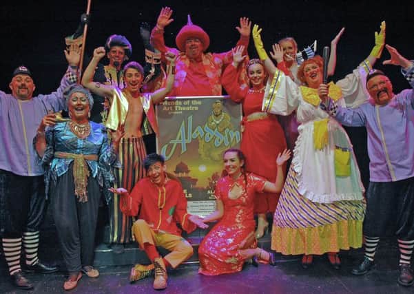 The cast of Aladdin at New Mills Art Theatre.