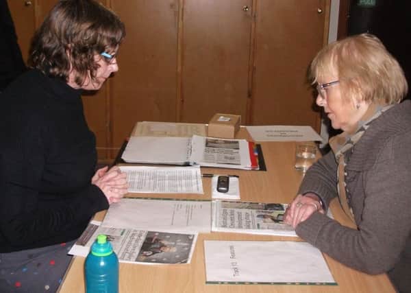 Amanda Barton and Hilary McLynn recording the Buxton Talking Newspaper.