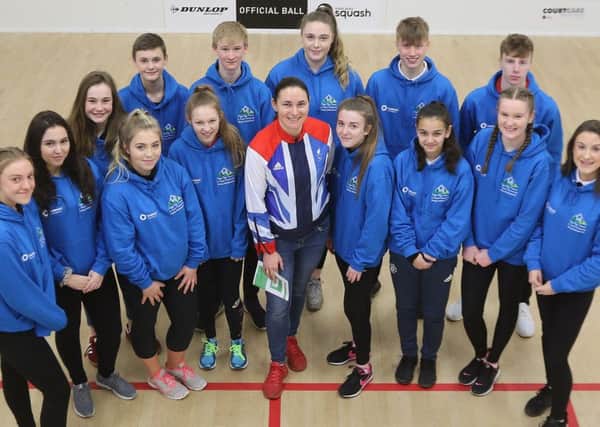 Paralympian Dame Sarah Storey with young ambassadors from High Peak secondary schools.