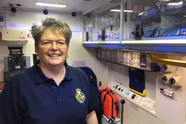 Carol Robinson, a member of the ambulance support team at the East Midlands Ambulance Service Alfreton workshop.