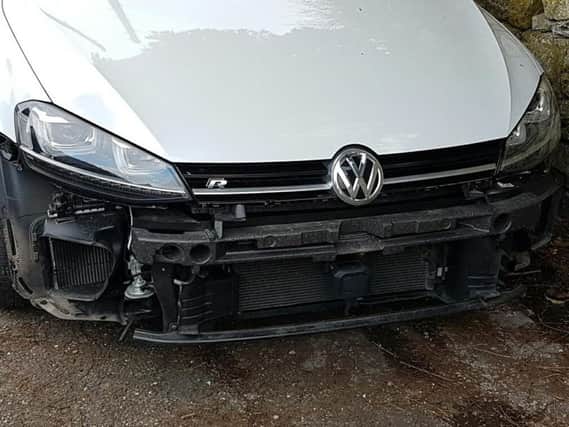The bumper and front fog lights were taken from a VW Golf parked in Bakewell.