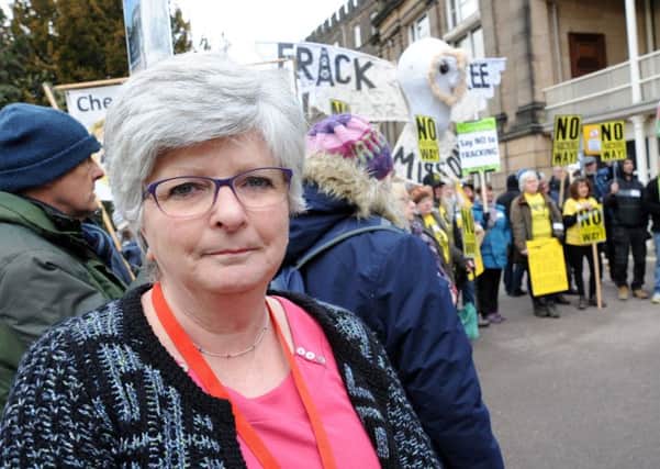 County Councillor Anne Western at an anti-fracking demonstration