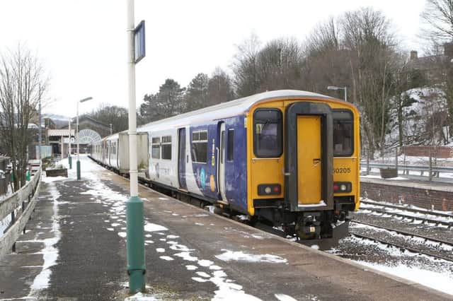 Trains lined up at Buxton station on the second day of the line's closure