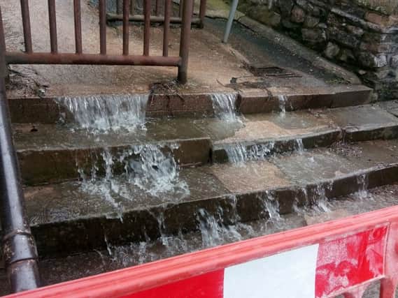 A water leak at Cliff Road steps