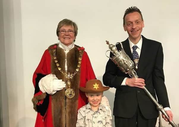 Councillor Linda Grooby is the new mayor of the High Peak for 2018/2019, pictured with her son and grandson.