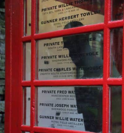 The names of the soliders who died from Hayfield during the First World War have been brought back into the community at the phone box on Kinder Road