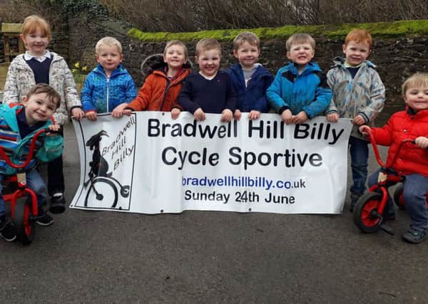 Bradwell Pre-School children drum up support for Bradwell Hill Billy challenge.