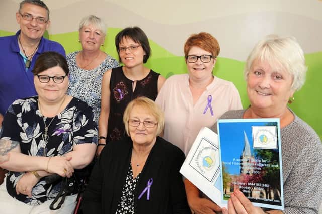 Members of the Chesterfield Fibromyalgia Support Group pictured with their group leader, Margaret Arnold, right, they are from left, front row, Angela Taylor, Diane Tomlins, and from left, back row, Andrew Markwell, Angie Webster, Leanne Watkinson and lead admin Julie Drury.