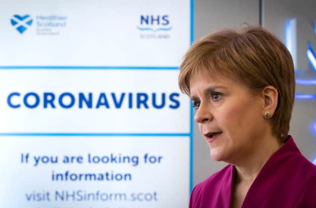 First Minister Nicola Sturgeon speaks during a visit to the NHS 24 contact centre (Photo: Jane Barlow-Pool/Getty Images)