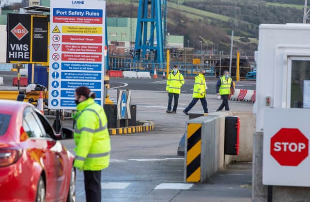 ‘Menacing behaviour’ and ‘suspicious activity’ have stopped border food checks at Northern Irish ports (Photo by PAUL FAITH/AFP via Getty Images) 